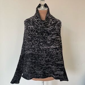 PierAntonioGaspari Virgin Wool Knit Black White Turtleneck Sweater EUC IT38 US6